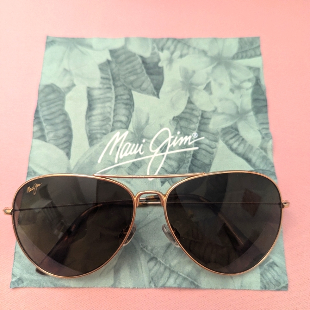 Maui Jim Mavericks Polarized Aviator Sunglasses - Gold